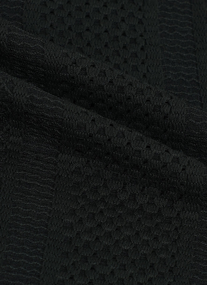 AETHER Textured Mesh Knitted Shirt Black Anthracite_fabric Detail View