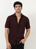 AETHER Textured Mesh Knitted Shirt Burgundy