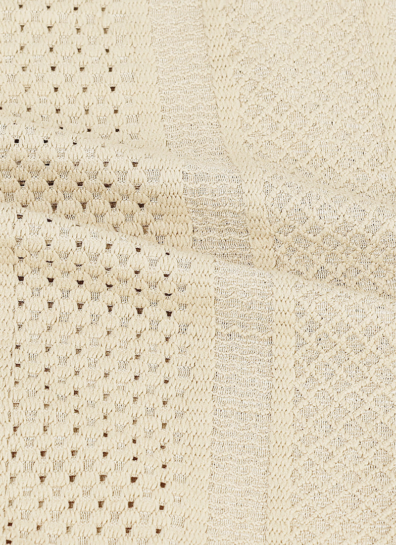 AETHER Textured Mesh Knitted Shirt Sand Beige- Fabric Detail View