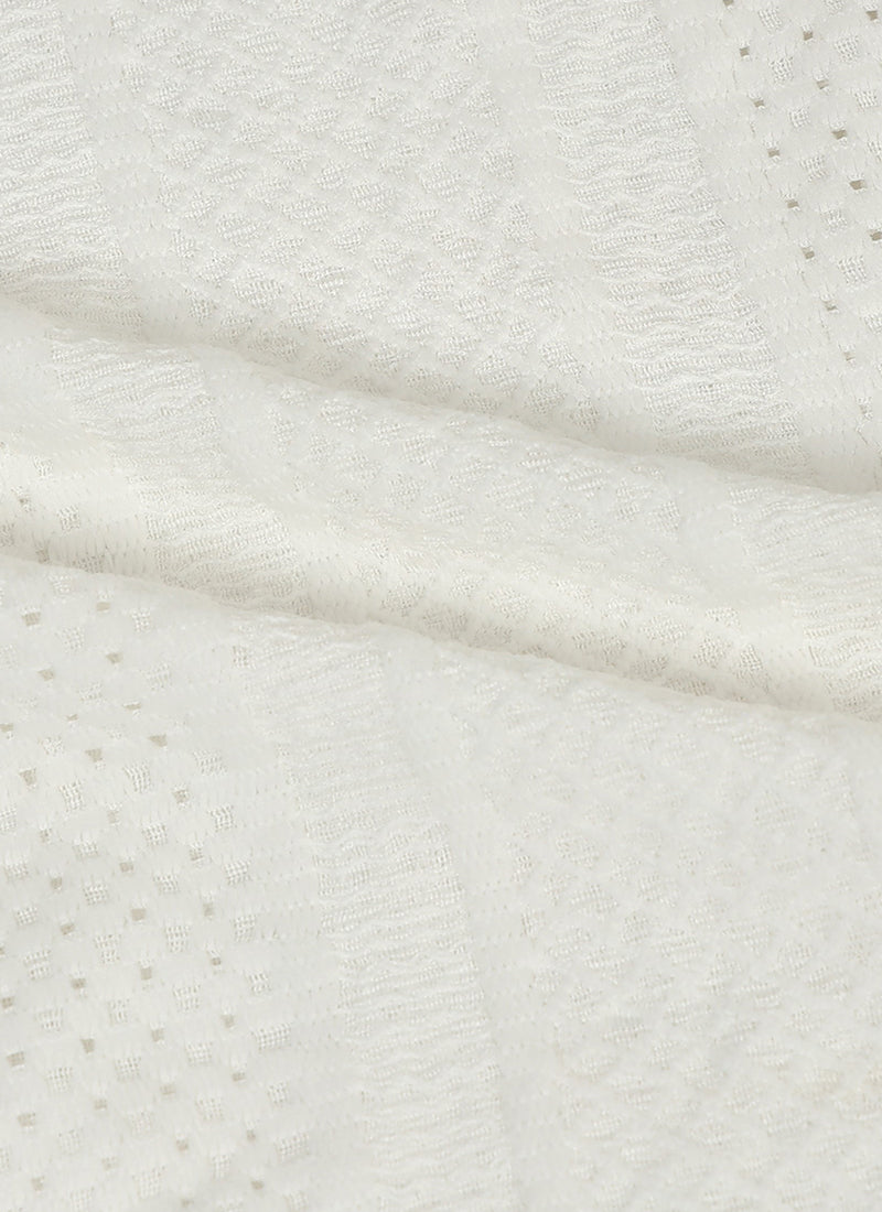AETHER Textured Mesh Knitted Shirt White-Fabric Detail  View