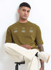 BALANCE OF THOUGHT Oversized Cotton Printed T-Shirt Olive Green