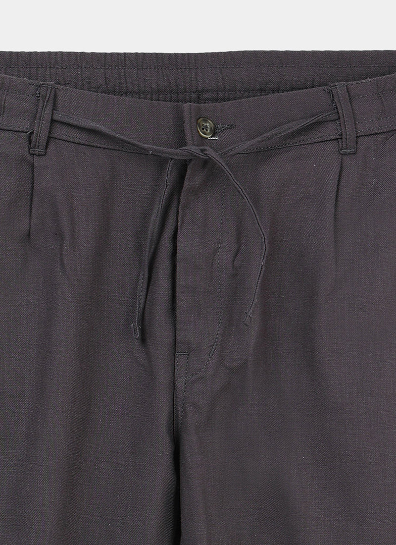 BREEZY_LINEN_Regular_Fit_Drawstring_Trousers_Anthracite_Grey-Fabric Detail View