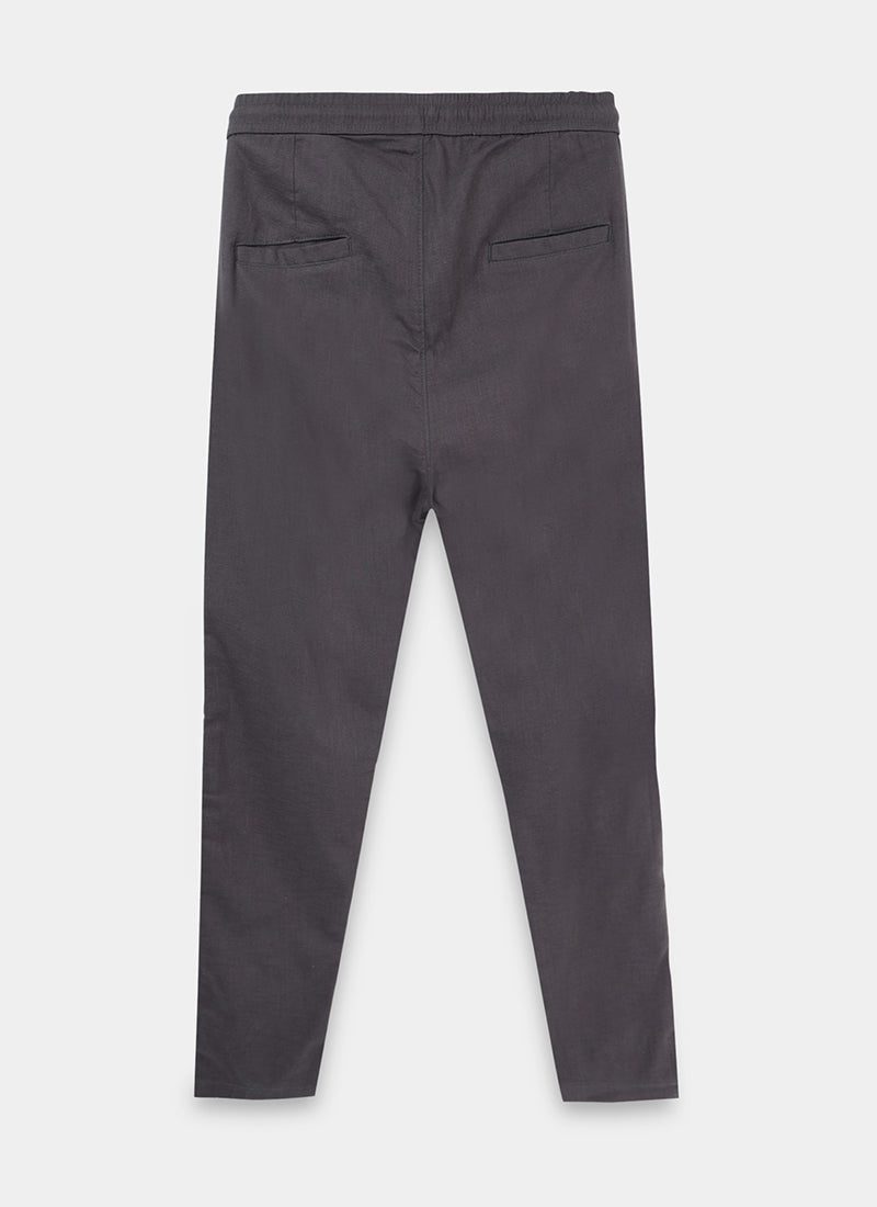 BREEZY_LINEN_Regular_Fit_Drawstring_Trousers_Anthracite_Grey-Flatlay Back View