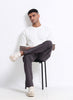 BREEZY LINEN Regular Fit Drawstring Trousers Anthracite Grey