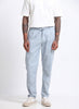BREEZY LINEN Regular Fit Drawstring Trousers Light Blue