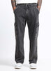 MAVERICK Relaxed Fit Drawstring Cargo Denim Jeans Charcoal Grey