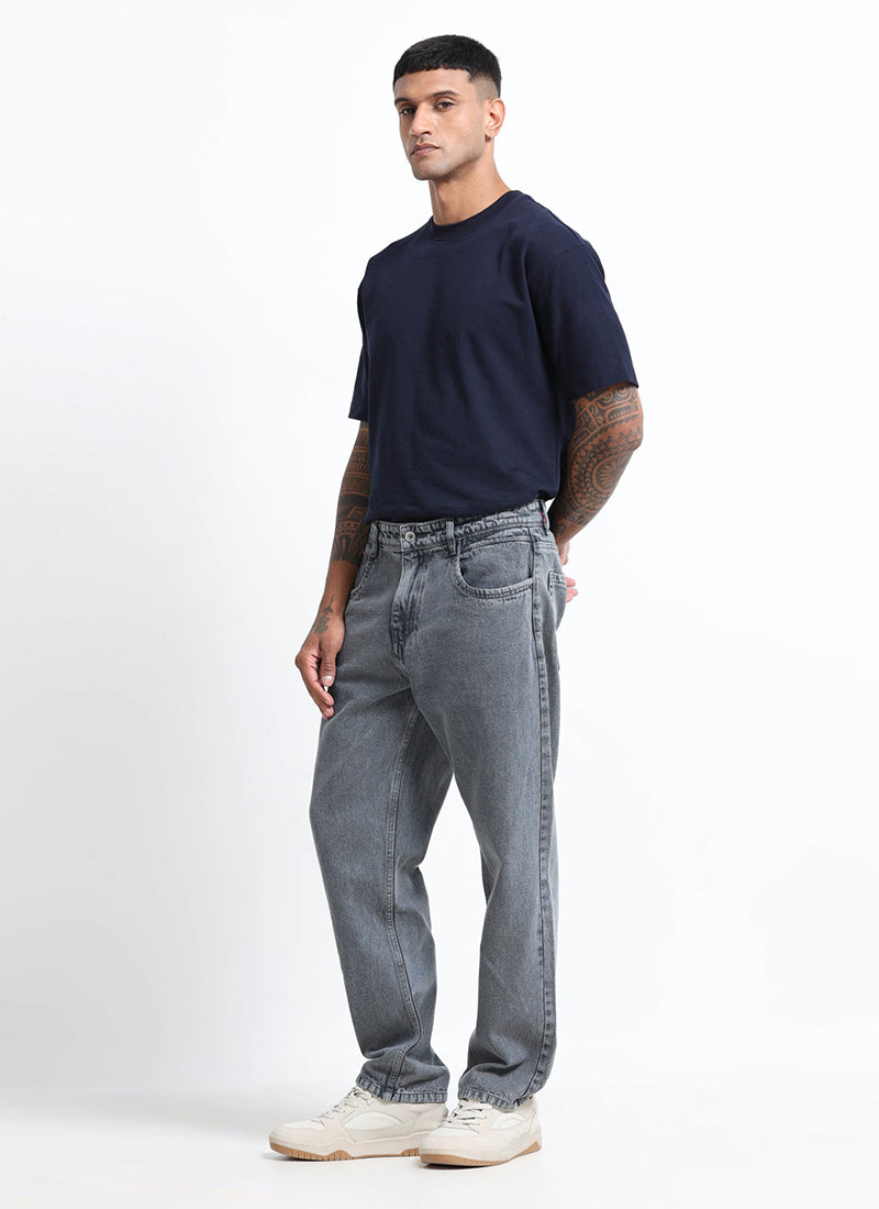 grey straight fit jeans