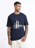 DISCOVERING Oversized Cotton Printed T-Shirt Navy Blue
