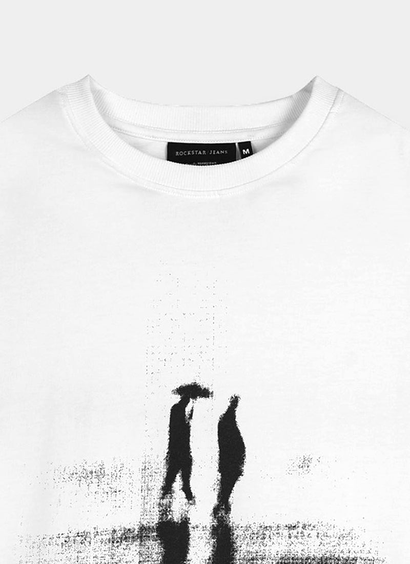 DISCOVERING Oversized Cotton Printed T-Shirt Off White - Details View