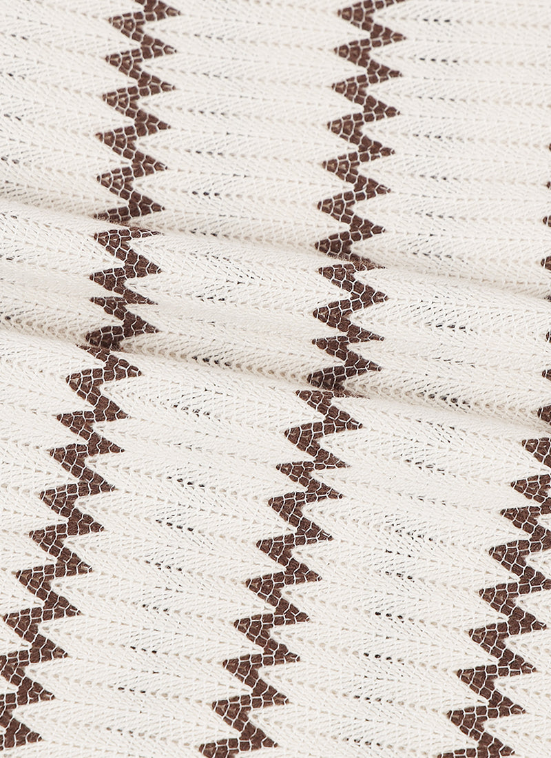 DUNE Jacquard Chevron Shirt Off White Brown-Fabric Detail View