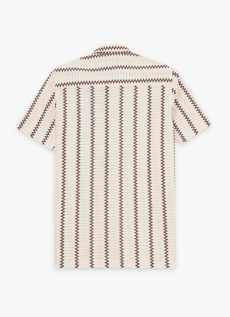 DUNE Jacquard Chevron Shirt Off White Brown-Flatlay Back View