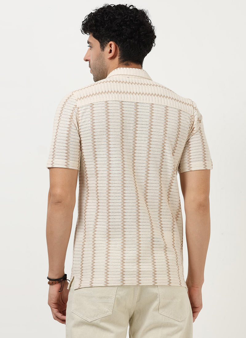 DUNE Jacquard Chevron Shirt Off White Sand-Back View