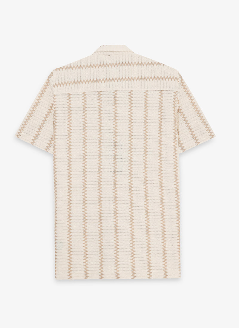 DUNE Jacquard Chevron Shirt Off White Sand-Flatlay Back View