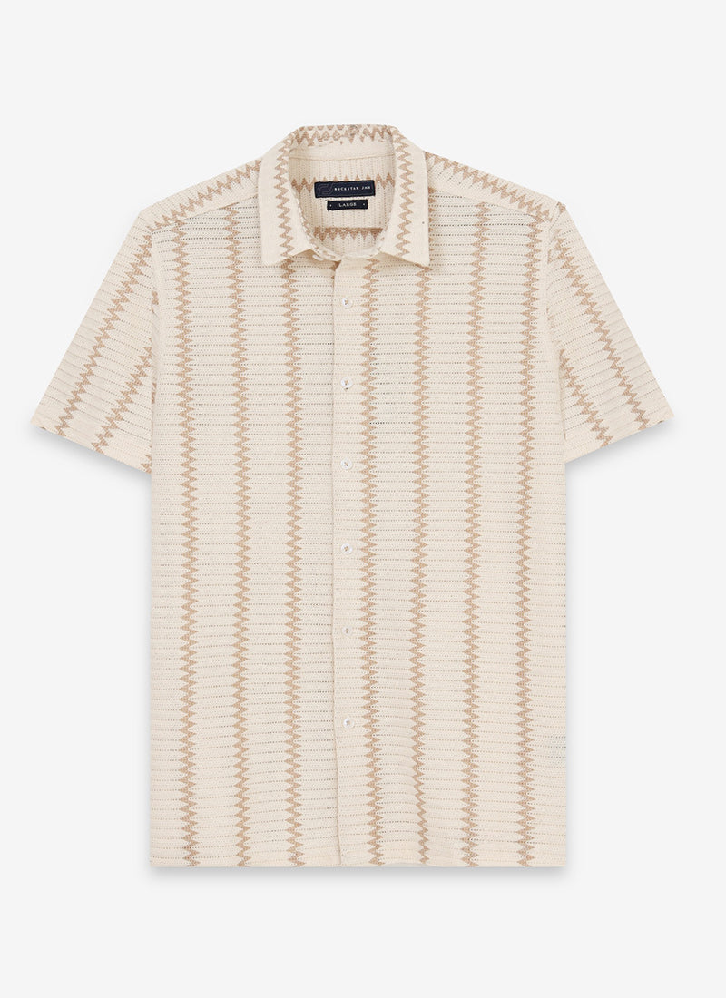 DUNE Jacquard Chevron Shirt Off White Sand-Flatlay Front View