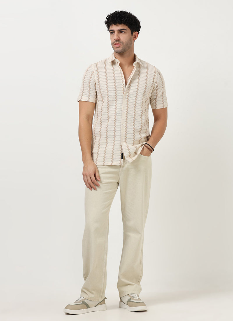 DUNE Jacquard Chevron Shirt Off White Sand
