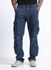 DREAM CHASER Relaxed Fit 8 Pockets Denim Cargo Jeans Dark Blue