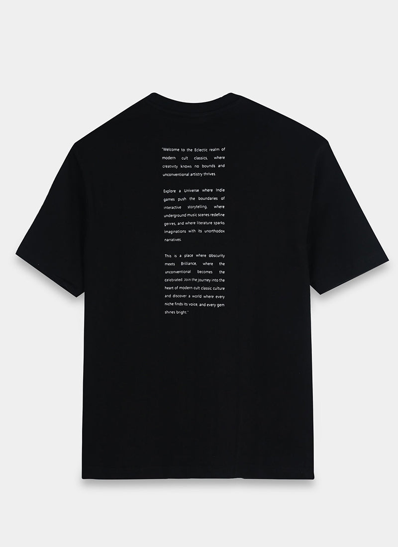 ECLECTIC REALM Oversized Cotton Printed T-Shirt Black - Flatlay Back View
