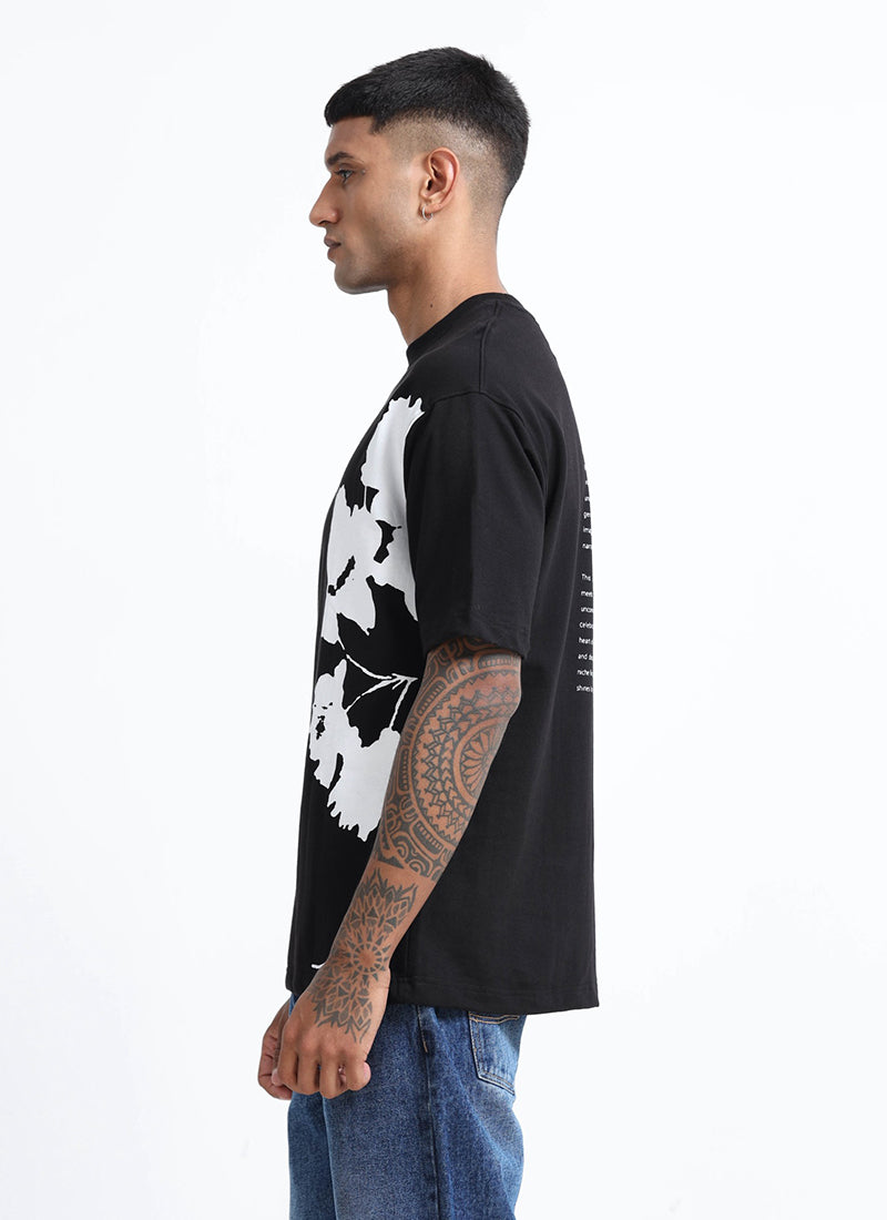 ECLECTIC REALM Oversized Cotton Printed T-Shirt Black - Side View
