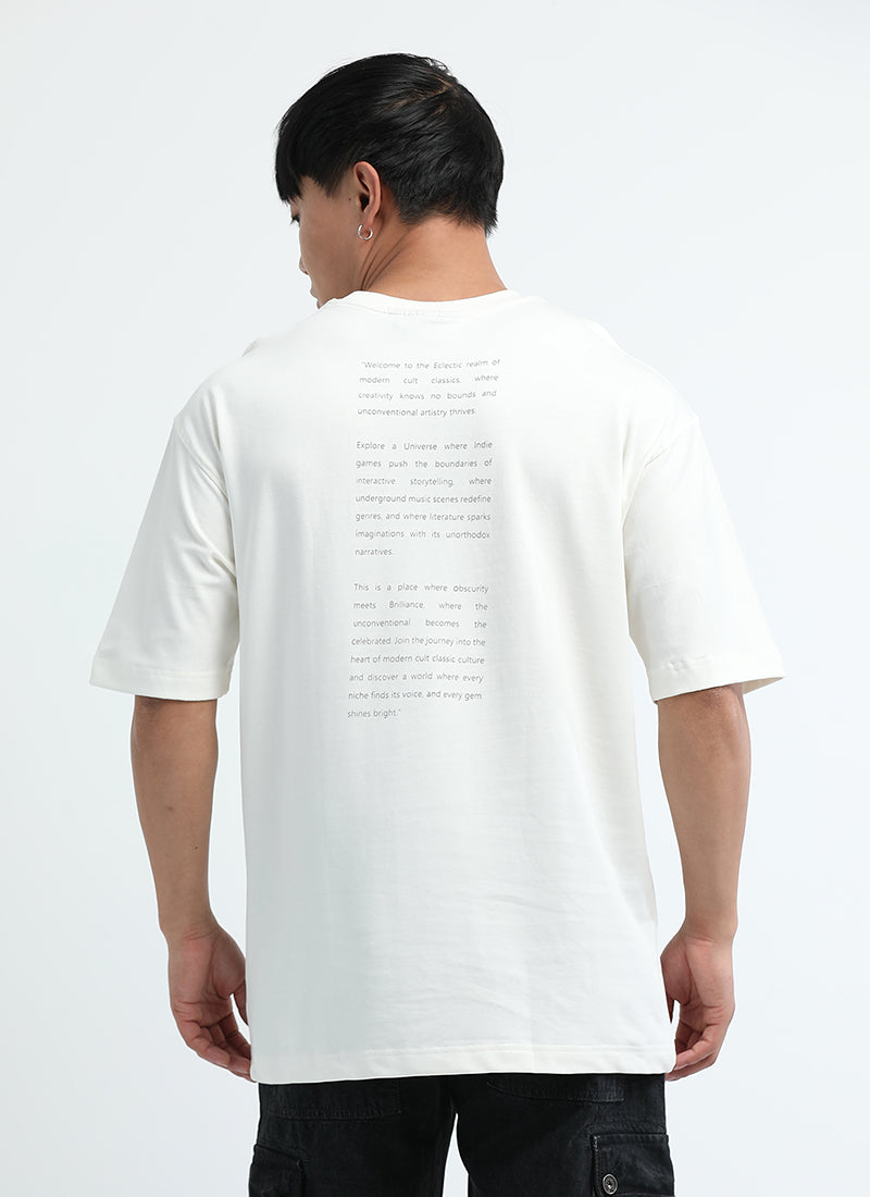 ECLECTIC REALM Oversized Cotton Printed T-Shirt Ecru White - Back View