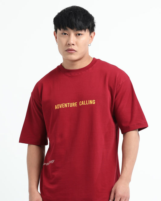 ADVENTURE CALLING - Maroon Oversized fit