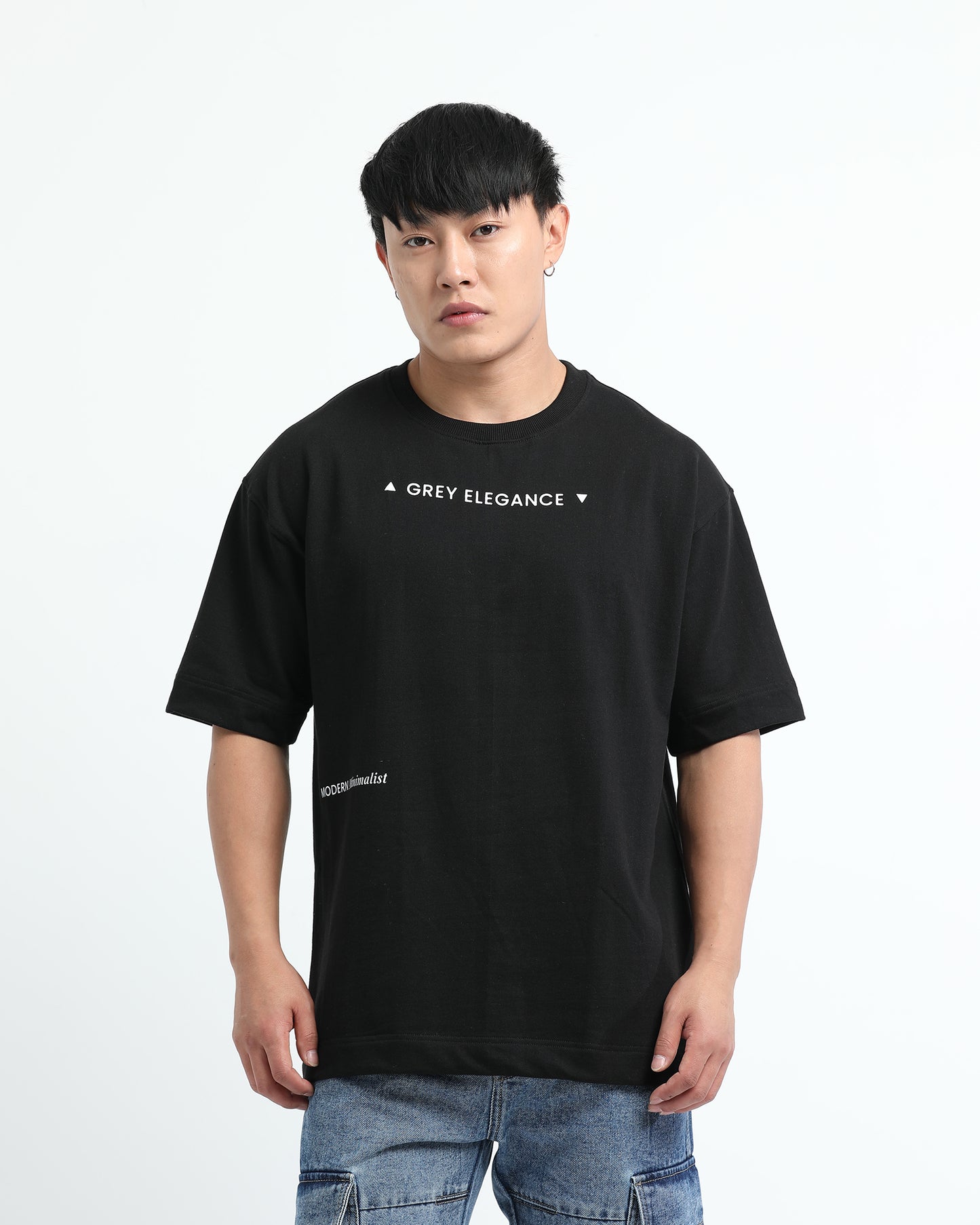 GREY ELEGANCE BLACK TEE - Oversized fit