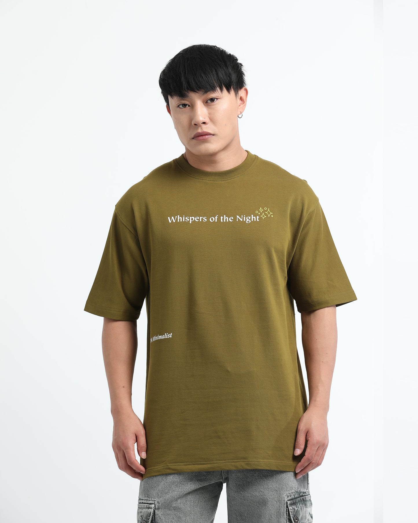 WHISPERS OF THE NIGHT MOSS GREEN TEE - Oversized fit