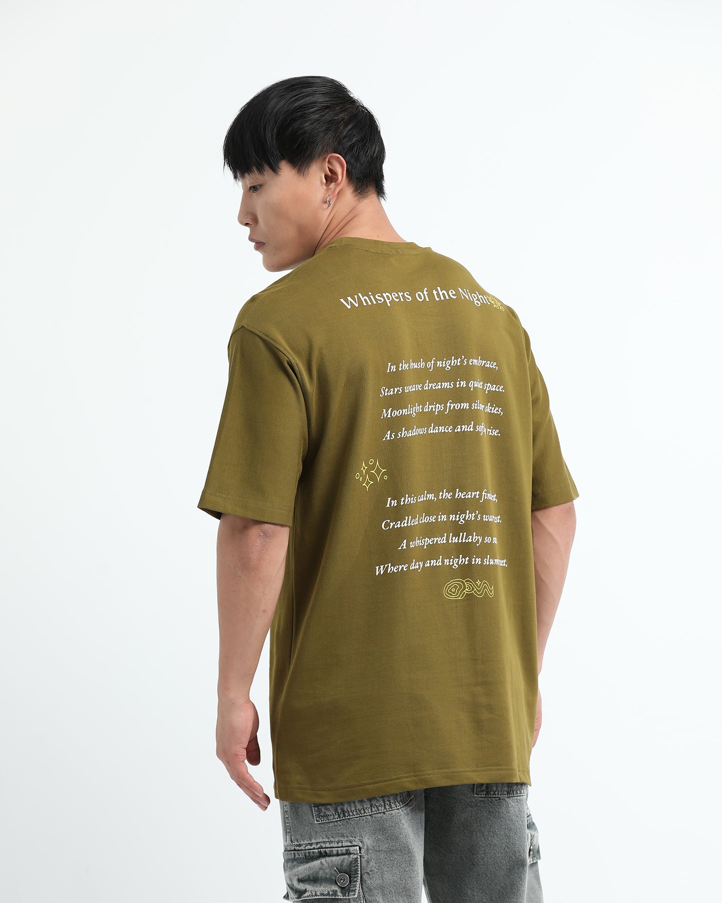 WHISPERS OF THE NIGHT MOSS GREEN TEE - Oversized fit