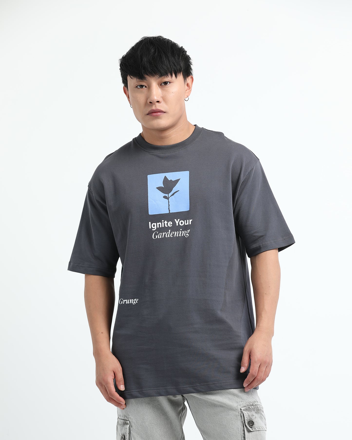 IGNITE YOUR GARDENING GREY TEE - Oversized fit