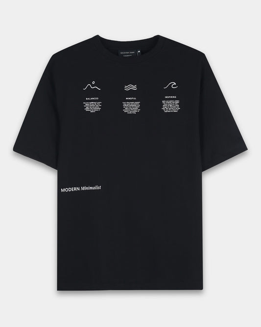 BALANCE OF THOUGHT BLACK TEE - Oversized fit