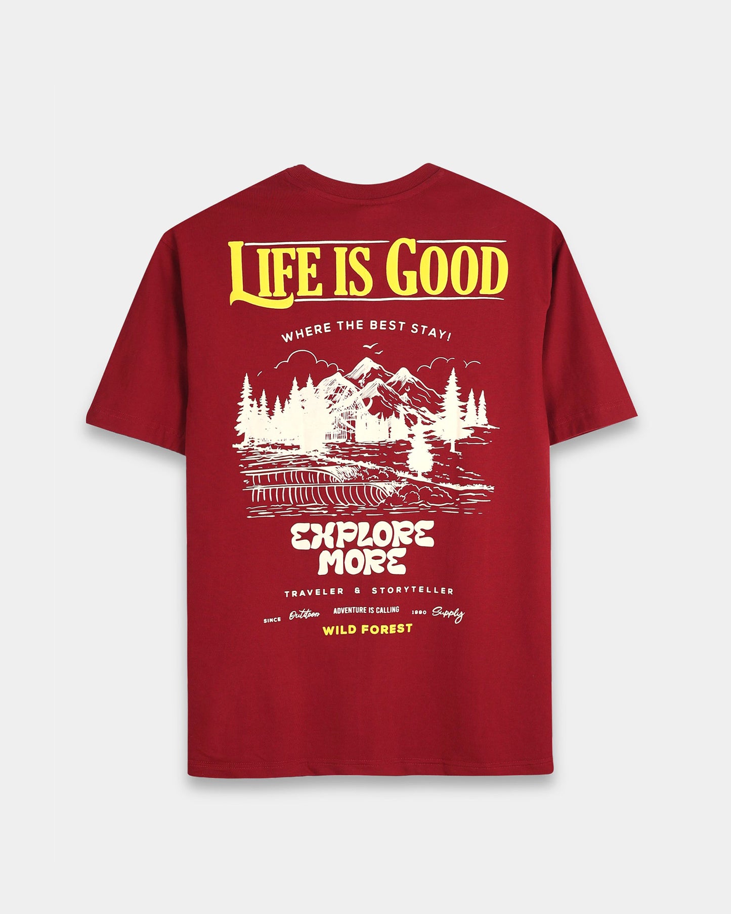 ADVENTURE CALLING MAROON TEE - Oversized fit