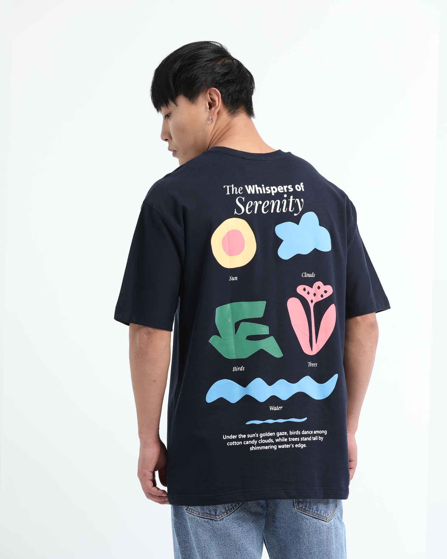 SERENITY NAVY BLUE TEE - Oversized fit