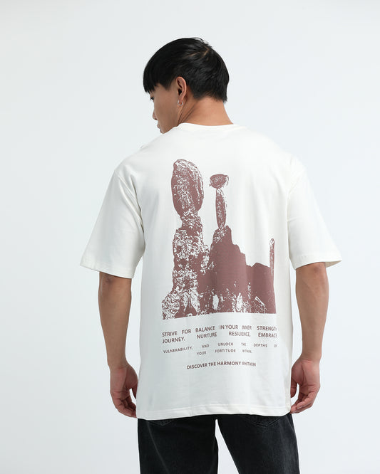HARMONY RELAXED FIT COTTON PRINTED T-SHIRT OFF WHITE
