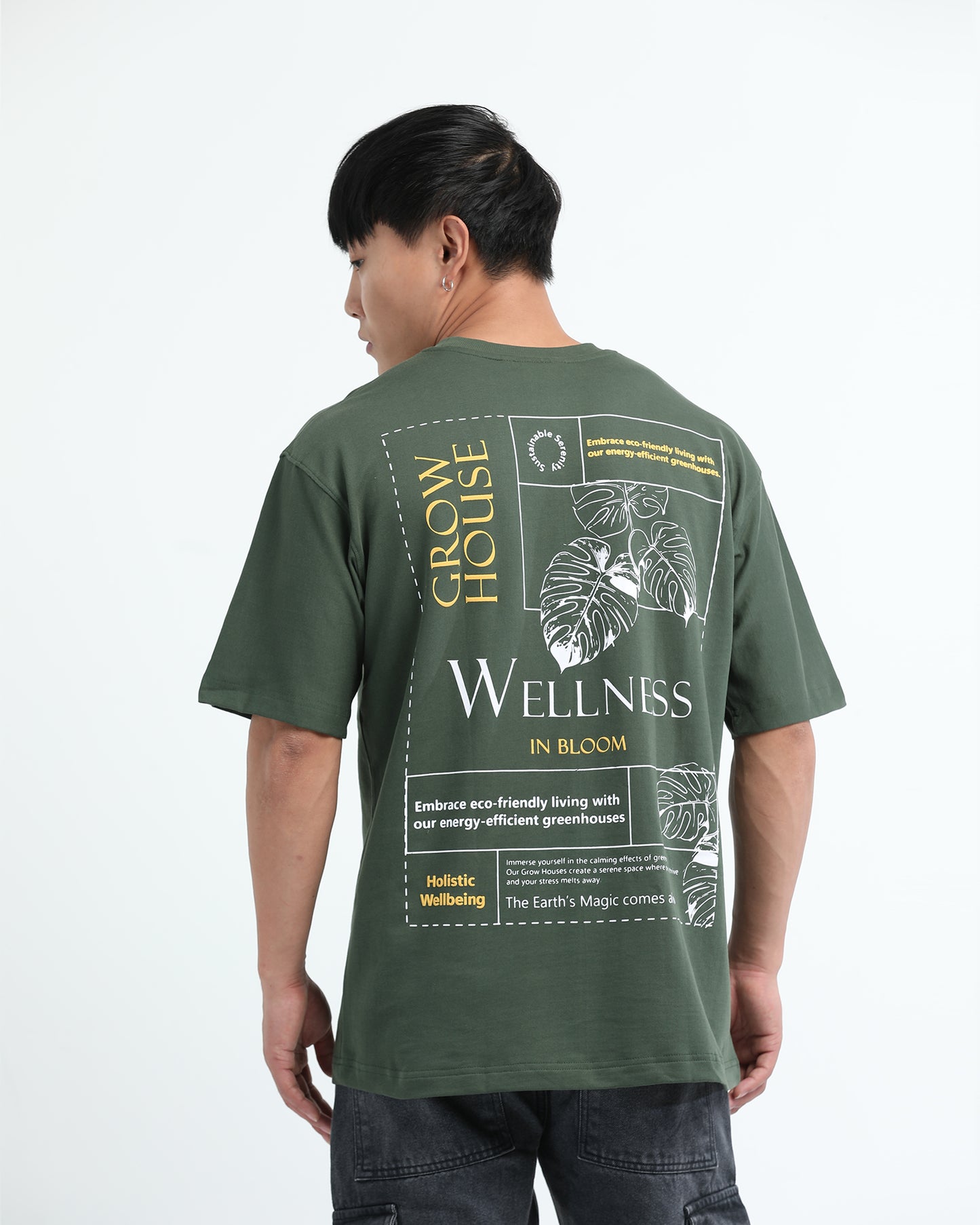 WELLNESS IN BLOOM FOREST GREEN TEE - Oversized fit