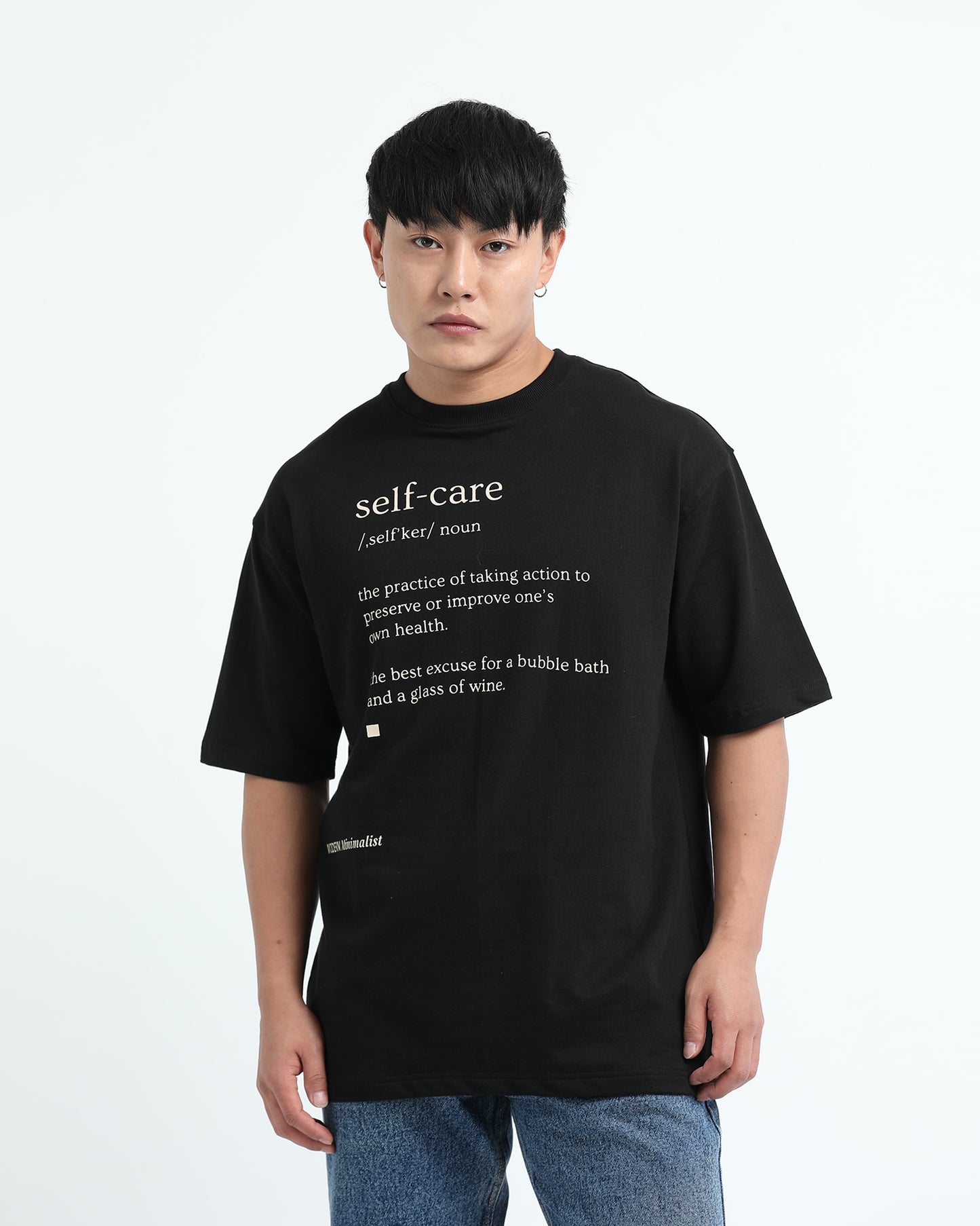SELF CARE BLACK TEE - Oversized fit