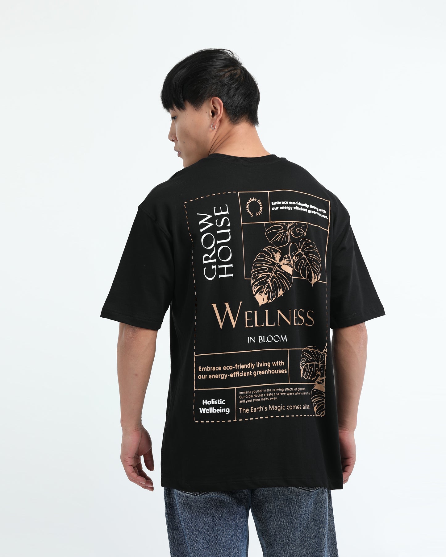 WELLNESS IN BLOOM BLACK TEE - Oversized fit