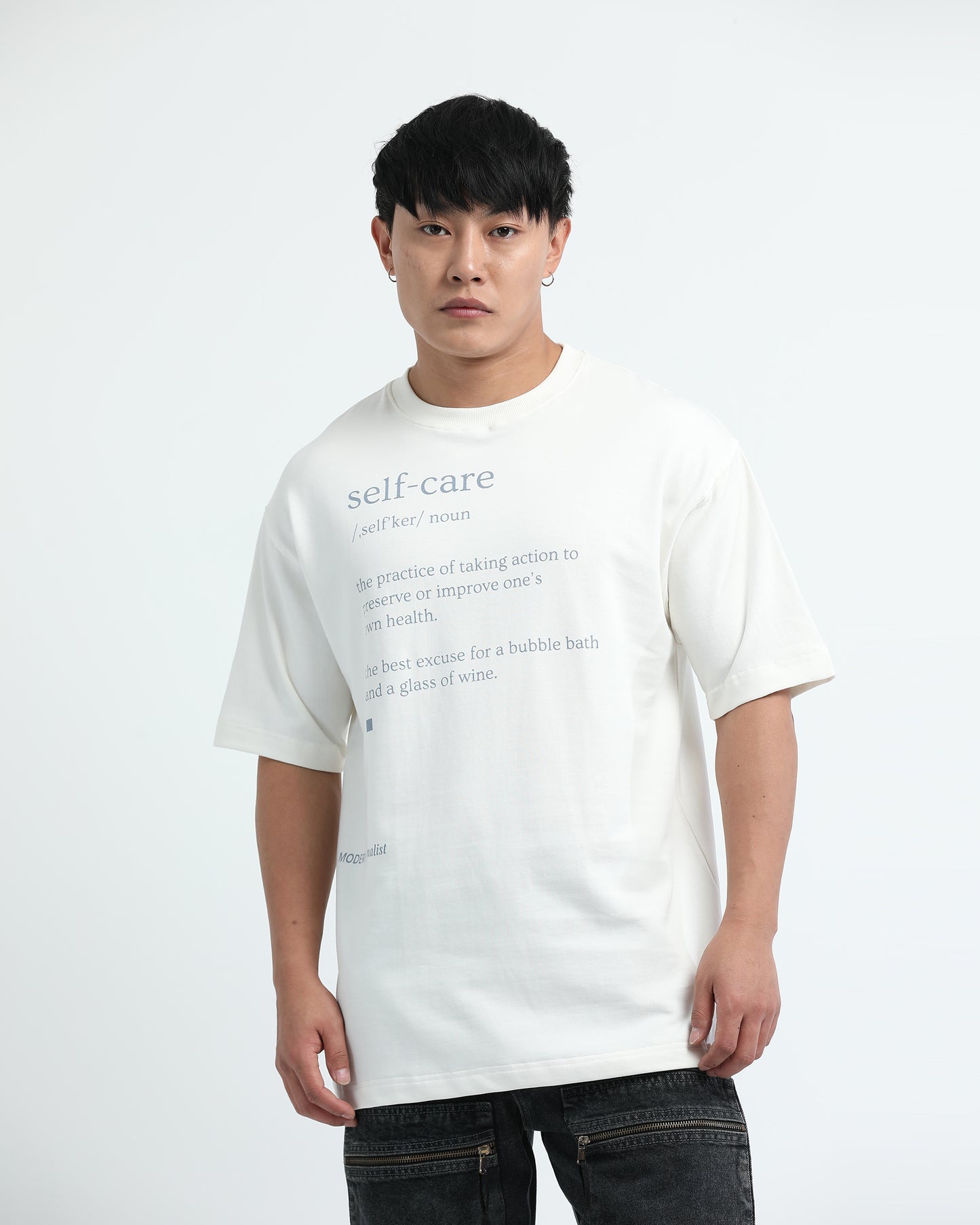 SELF CARE OFF WHITE TEE - Oversized fit