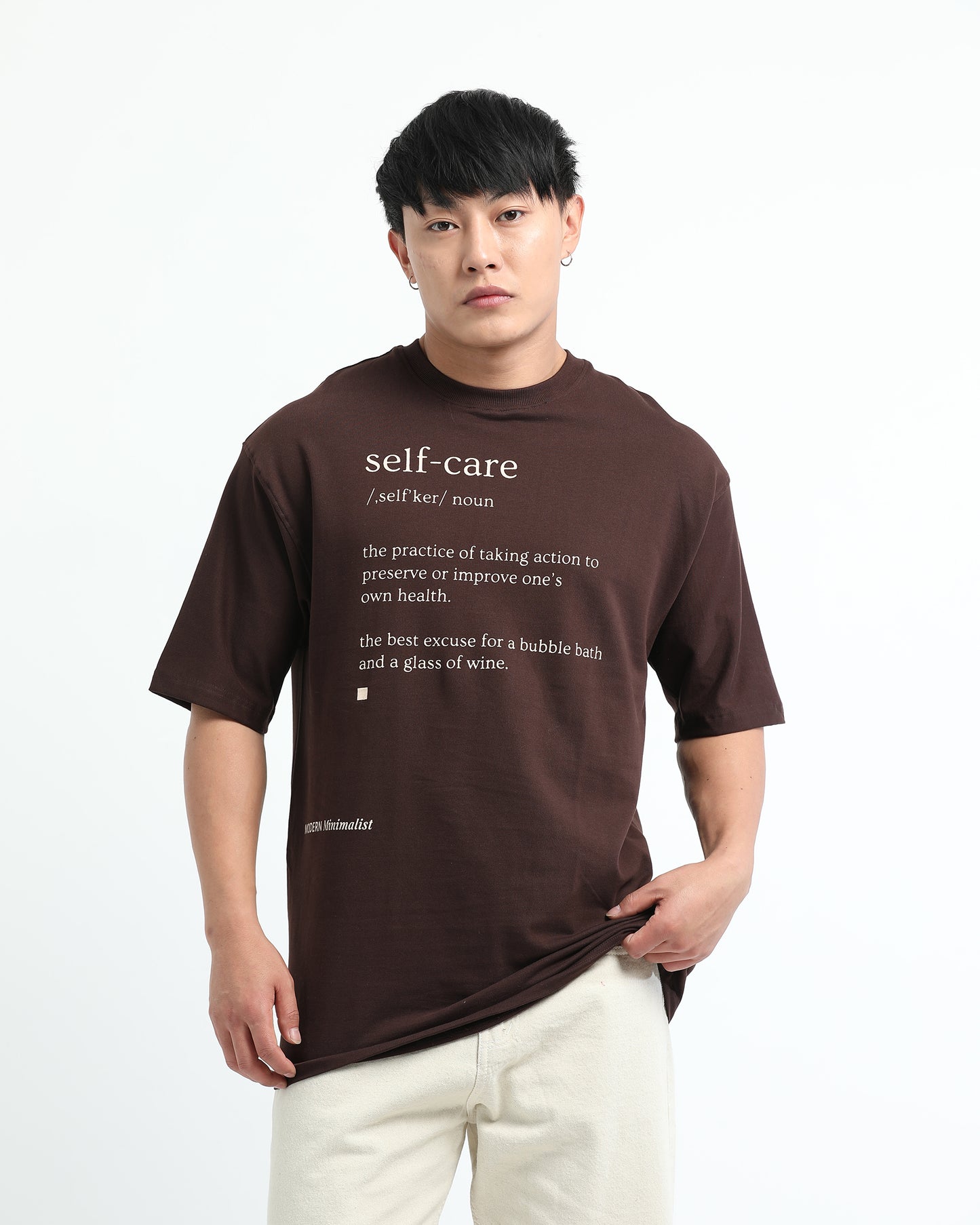SELF CARE BROWN TEE - Oversized fit