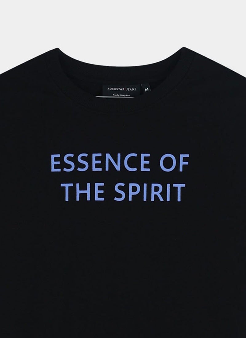 ESSENCE OF SPIRIT Oversized Cotton Printed T-Shirt Black - Details Images