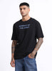 ESSENCE OF SPIRIT Oversized Cotton Printed T-Shirt Black