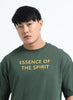 ESSENCE OF SPIRIT Oversized Cotton Printed T-Shirt Bottle Green