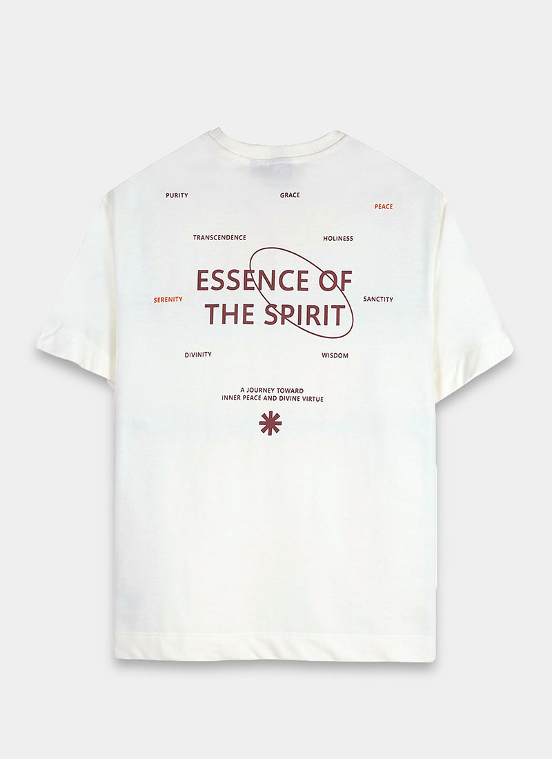 ESSENCE OF SPIRIT Oversized Cotton Printed T-Shirt Off White - Flatlay Back Image