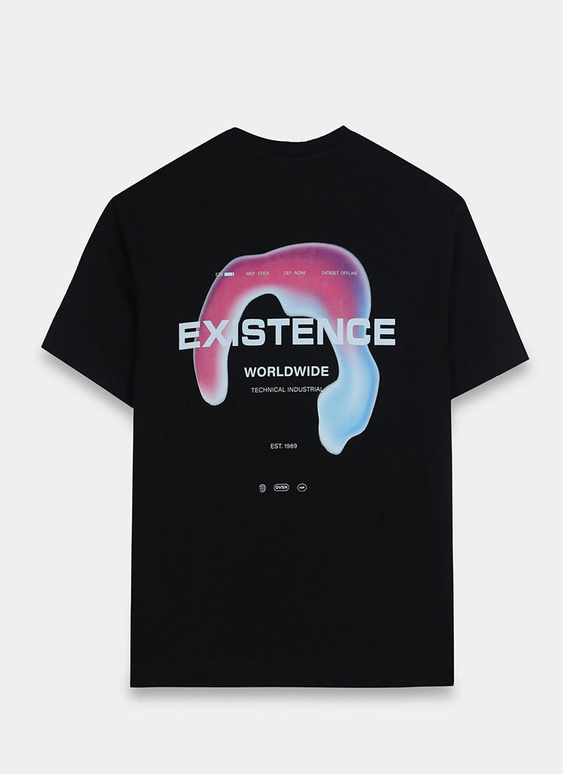 EXISTENCE REALM Oversized Cotton Printed T-Shirt Raven Black - Flatlay Back View