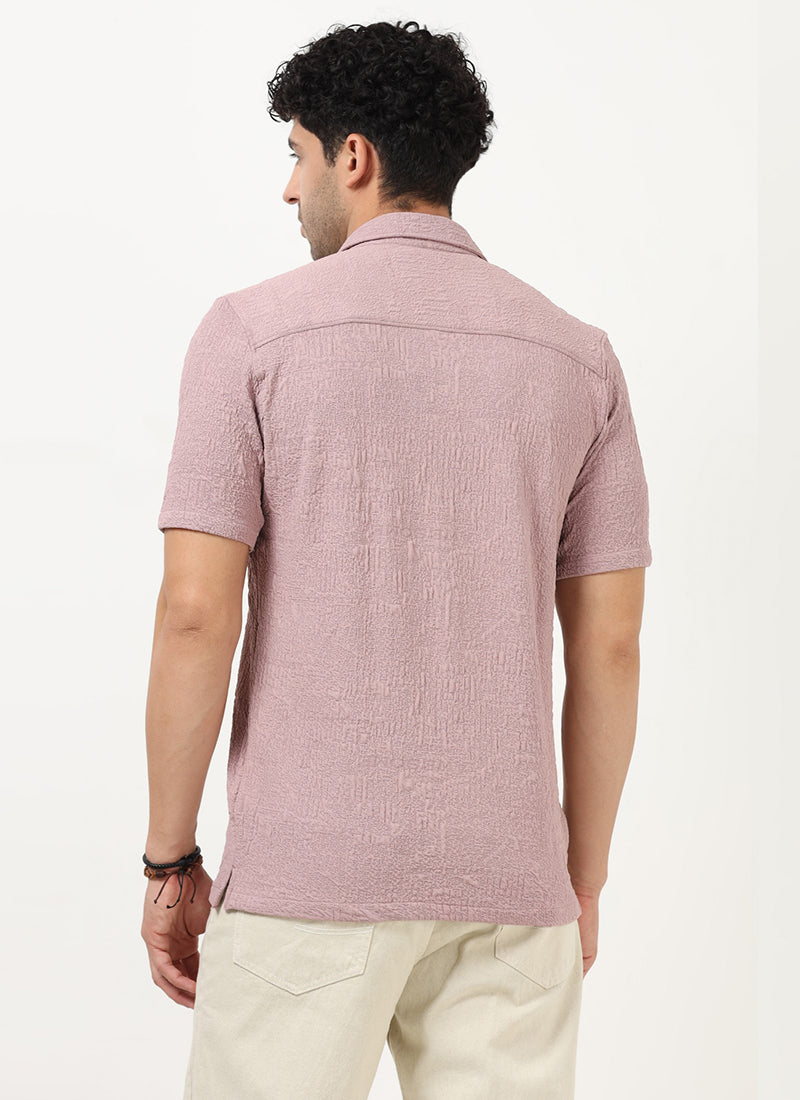 FOAM Regular Fit Crinkle Textured Shirt Blush Mauve -Back View