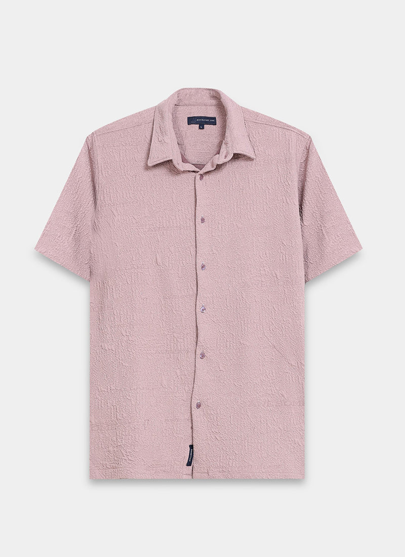 FOAM Regular Fit Crinkle Textured Shirt Blush Mauve -Flatlay Front View