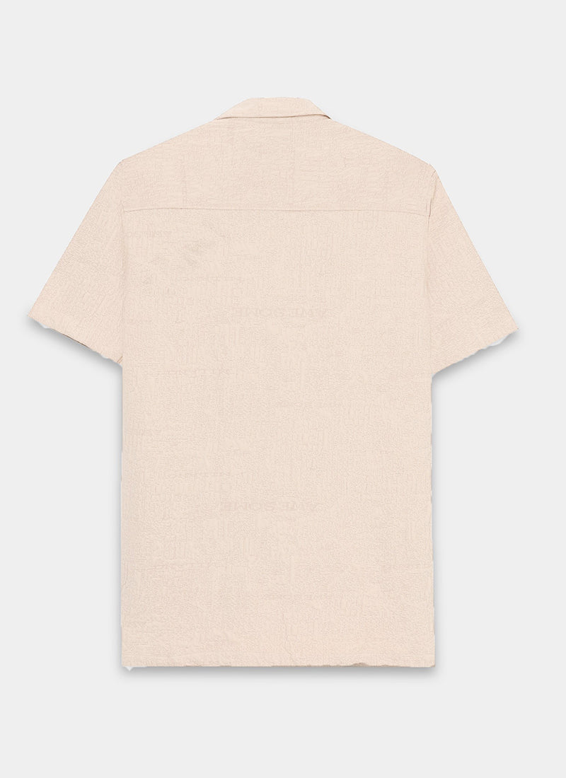 FOAM Regular Fit Crinkle Textured Shirt Ecru-Flatlay Back view