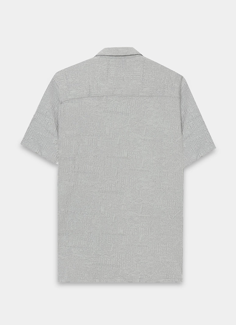 FOAM Regular Fit Crinkle Textured Shirt Mist Grey-Flatlay Back View