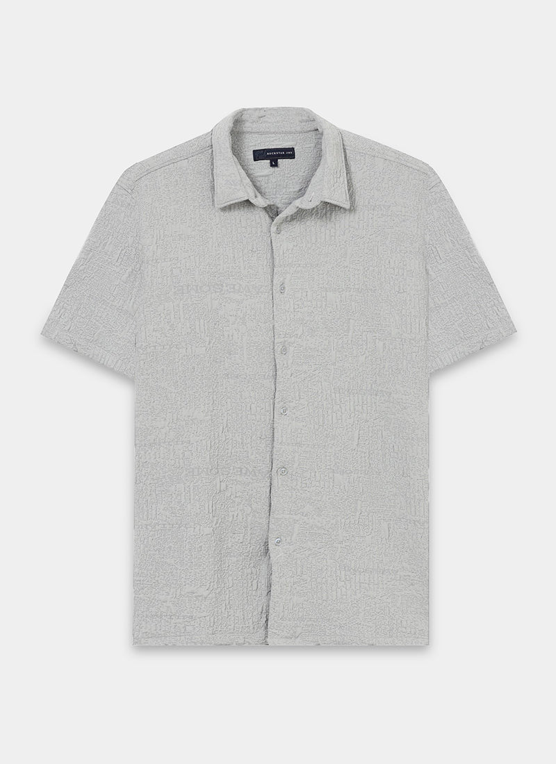 FOAM Regular Fit Crinkle Textured Shirt Mist Grey-Flatlay Front View