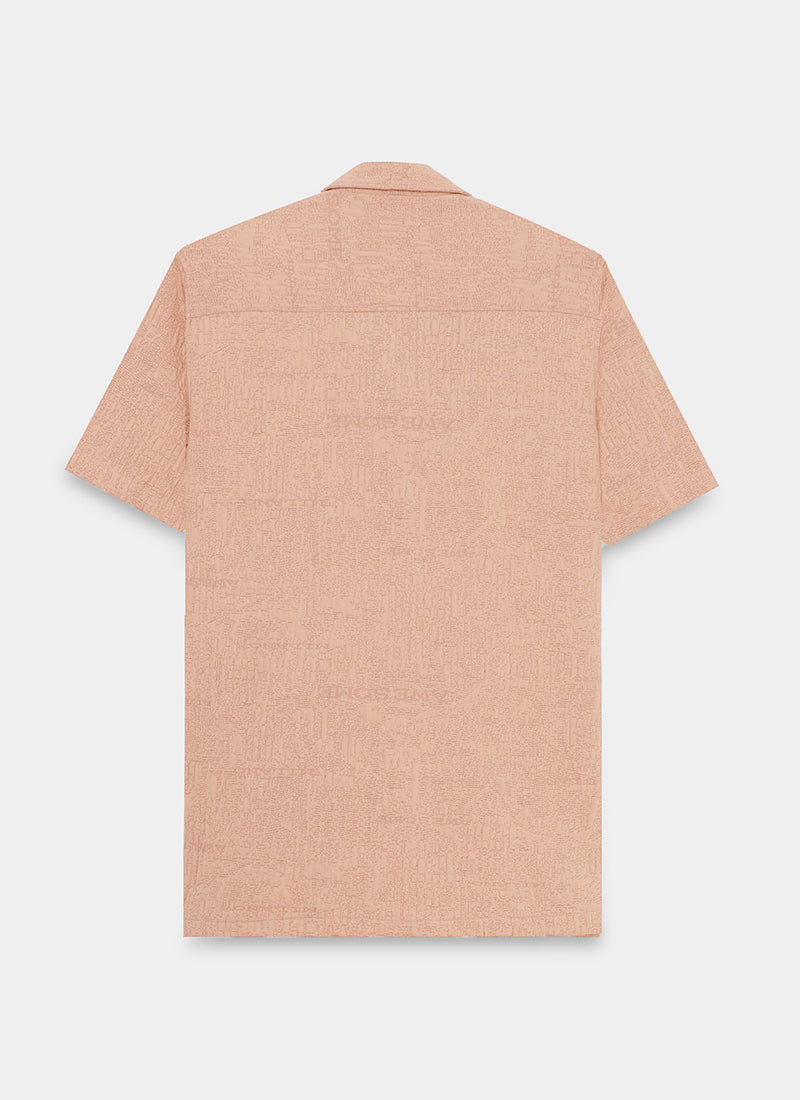 FOAM Regular Fit Crinkle Textured Shirt Peach Blush-Flatlay Back View 