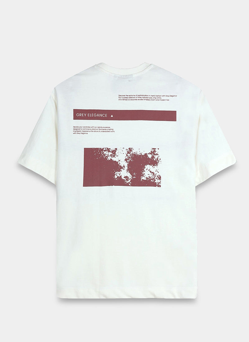 GREY ELEGANCE Oversized Printed Cotton T-Shirt Off White - Flatlay Front View