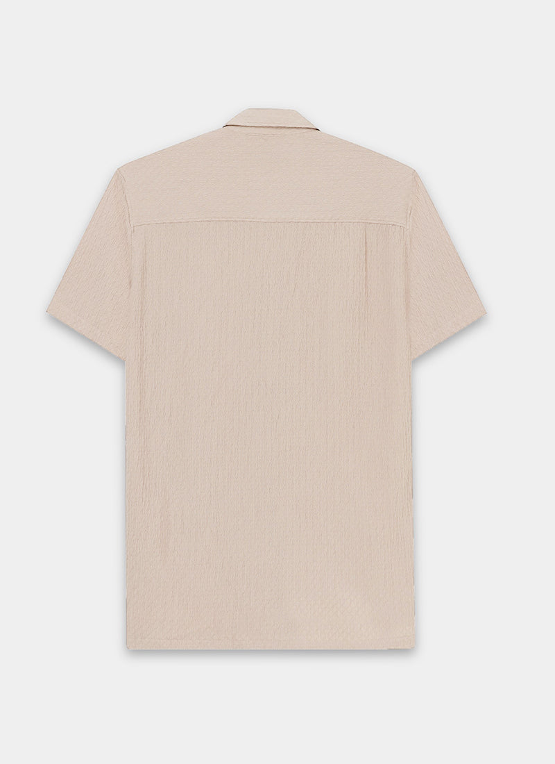 HALO Diamond Textured Knitted Shirt Light Pink-Flatlay Back View